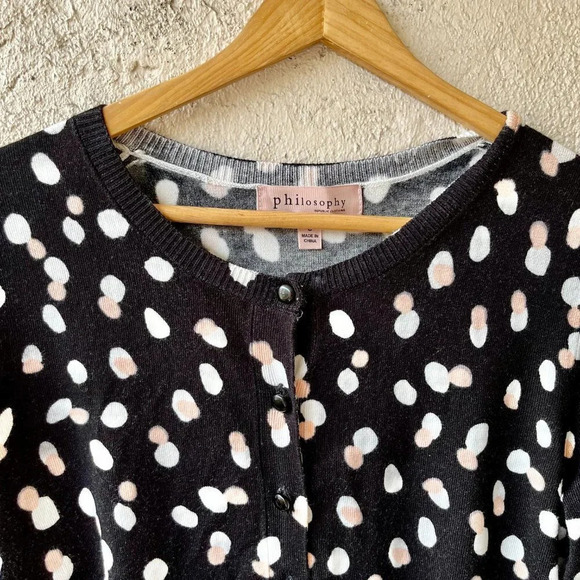 NEW Philosophy Dots Black and White Cardigan Sweater Size Small - Picture 4 of 7